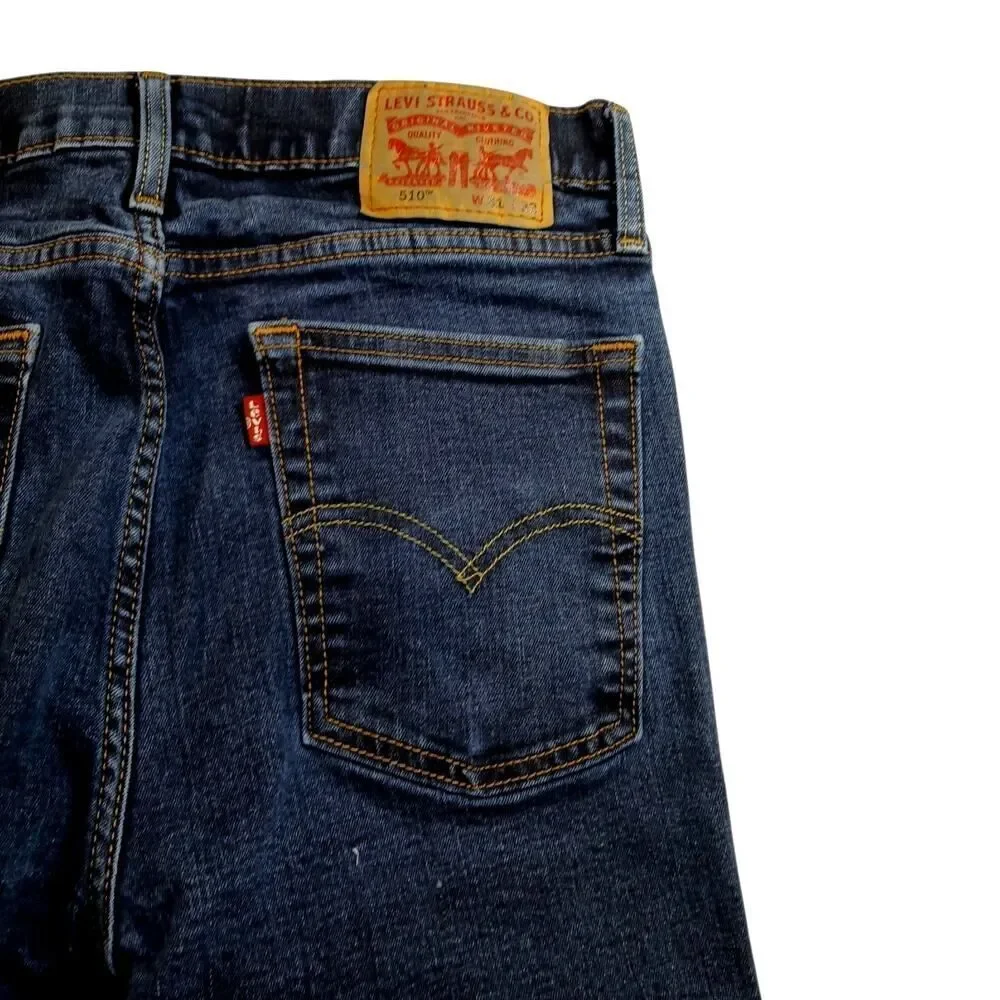 LEVI STRAUSS 510 Men's Classic Dark Blue Straight Leg Jeans - Size: 31x32